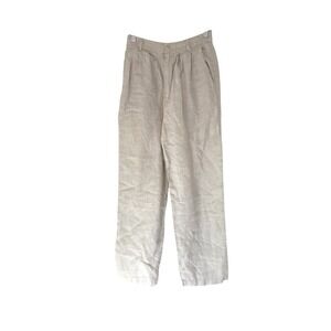 Reformation Linen Pants Beige Neutral High Rise Straight Leg Trousers 4 Petite‎